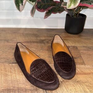 Tory Burch Women's Benton Apron Toe Loafers Flats Brown Shoes Size 8